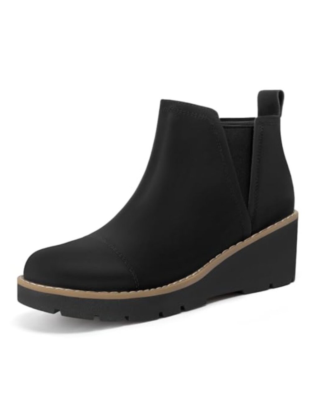 Wedge Chelsea Ankle Boots Platform Lug Sole Side Zipper Nubuck